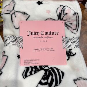 Juicy Couture Pink and Black Plush Printed Throw